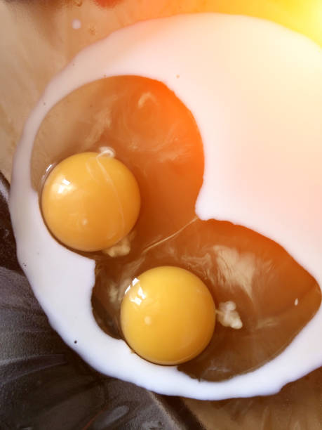 istock Two yolks, the milk with the eggs in a glass dish, 843514628