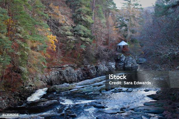 Idyllic Scottish Forrest Landscape With Water And Hut Stock Photo - Download Image Now