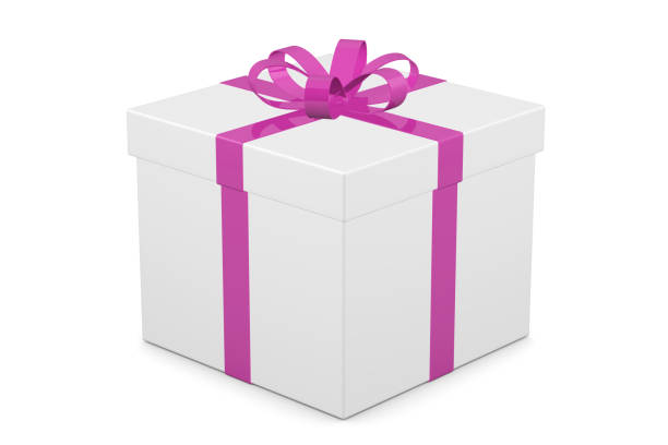 istock White gift box with pink ribbon 843519136