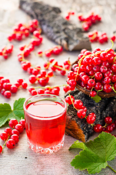 istock Boiling red currant drink in a glass and berries 843529808