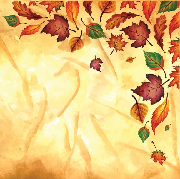 istock Autumn Backgrounds with Watercolor Orange, Yellow and Green Leaves 843530770