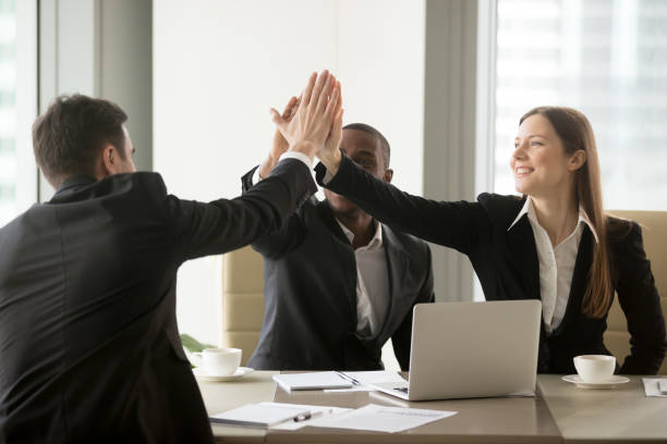 istock Business partners celebrating successful contract 843534012