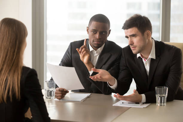 istock Skeptic recruiters doubts about candidate answers 843534072