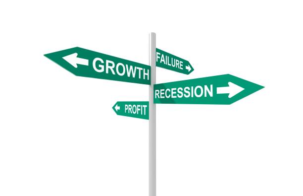 istock Economics road direction sign concept 843541518