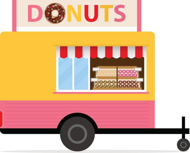istock Street Donuts truck. Showcase of donuts. 843541624