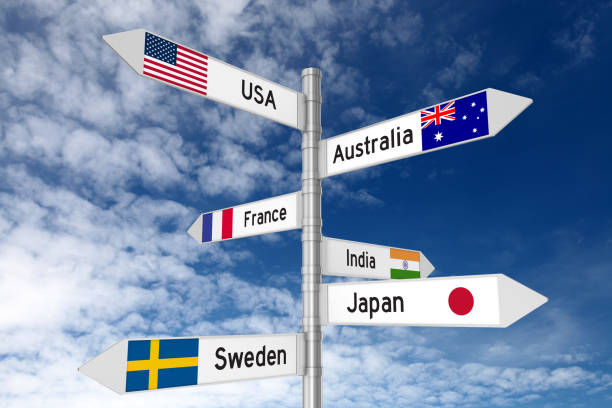 istock Travel destinations direction sign 843542138