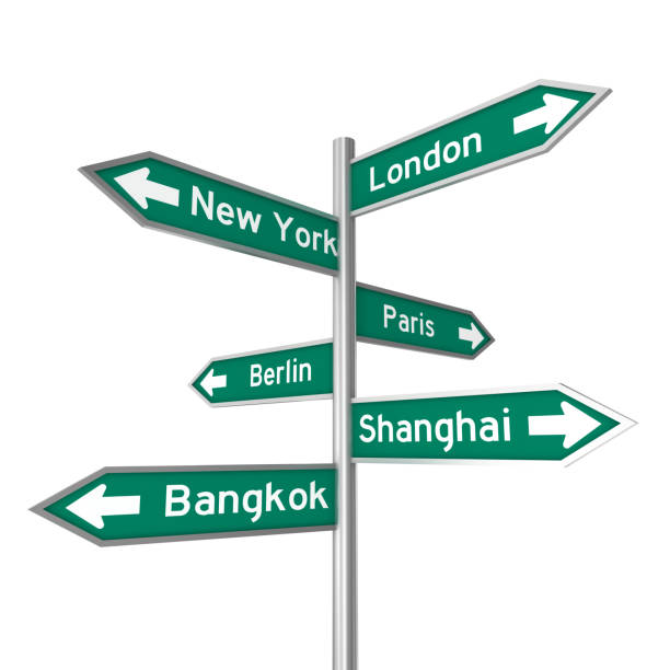 istock Travel destinations direction sign 843542284