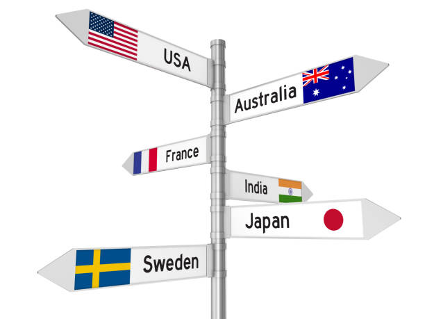 istock Travel destinations direction sign 843542344
