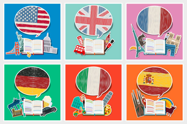 illustrations, cliparts, dessins animés et icônes de concept de voyage ou d’étude - british flag vector symbol flag