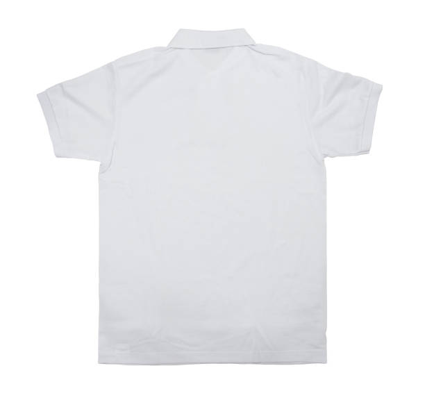 istock Blank Polo shirt color white back view 843549444