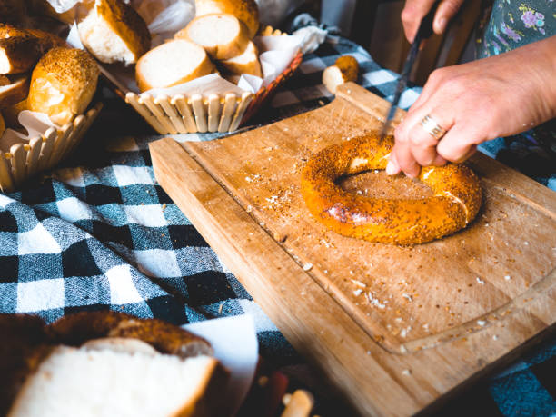 istock Turkish sesame bagel bread being prepare. 843553434
