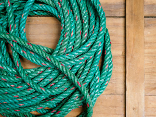 istock Nylon Rope on wooden background 843553894