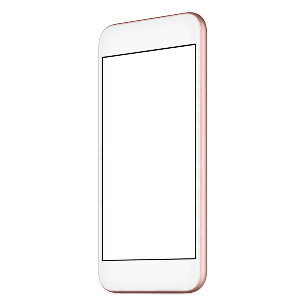 istock Pink smart phone mock up slightly CW rotated with blank screen isolated on white background 843554340