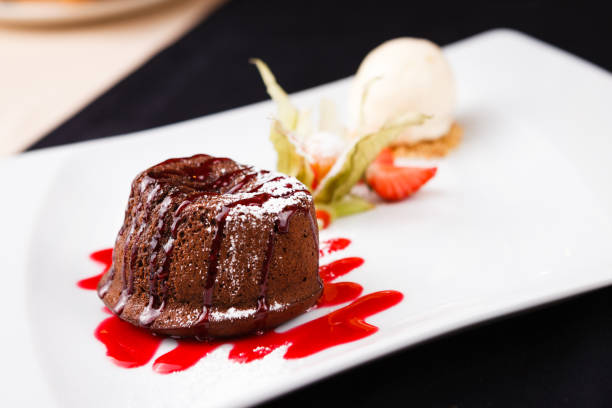 istock Chocolate fondant with ice cream 843565098