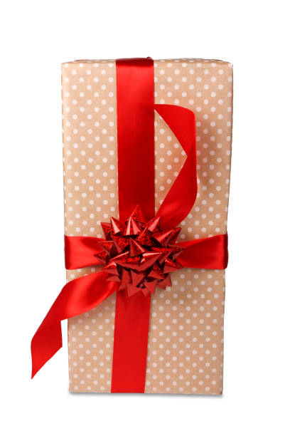 istock Christmas holiday wrapped gift box isolated on white 843566742