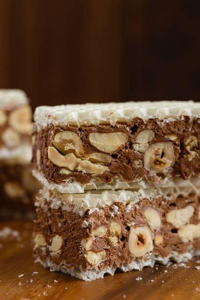 istock Homemade chocolate nougat with nuts 843572934