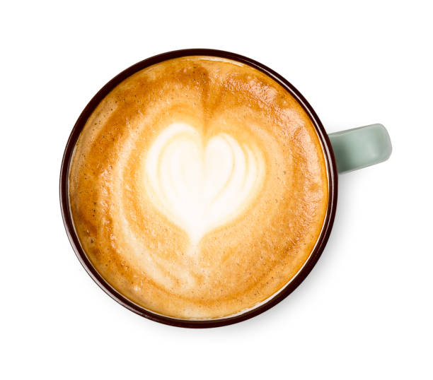 istock Cappuccino foam, coffee cup top view on white background 843573298