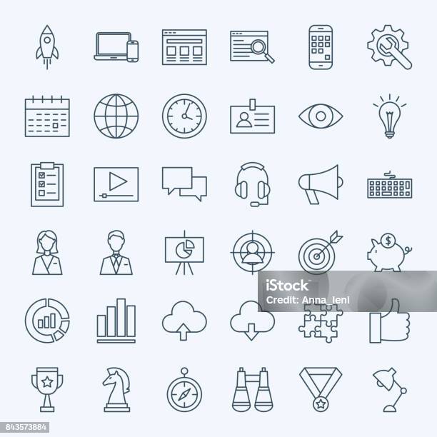 Line Startup Icons Stock Illustration - Download Image Now - Aiming, Analyzing, Beginnings