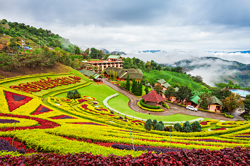 MAE SALONG, THAILAND - NOVEMBER 04, 2014: Mae Salong Flower Hills Resort, Northern Thailand.