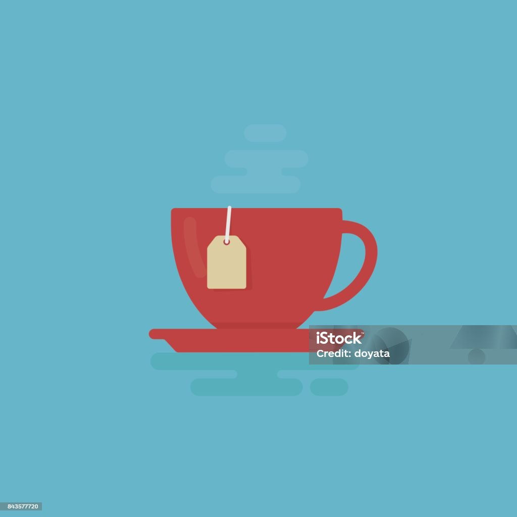 Taza de té con ilustración de vapor. Concepto de tiempo de té - arte vectorial de Té - Bebida caliente libre de derechos