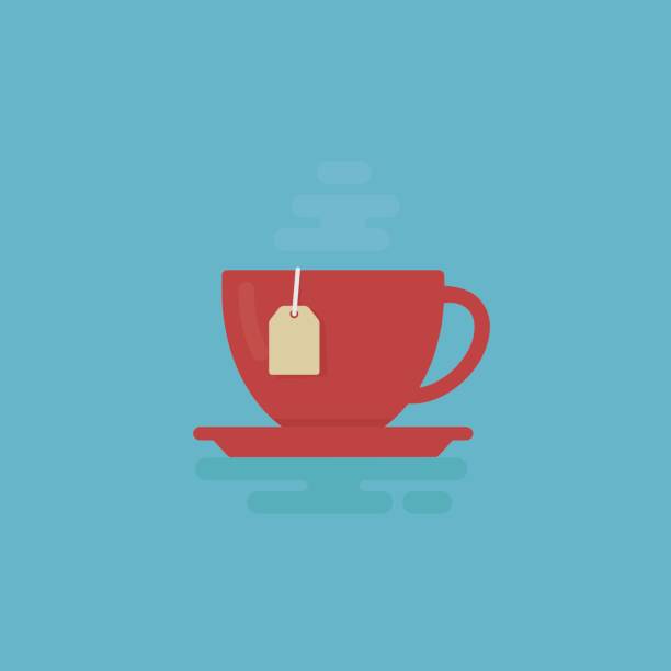 蒸気の図とお茶のカップ。お茶の時間の概念 - ティーカップ点のイラスト素材／クリップアート素材／マンガ素材／アイコン素材