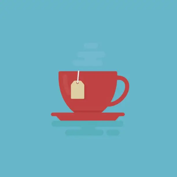 Vector illustration of Cup Of Tea With Steam Illustration. Tea Time Concept