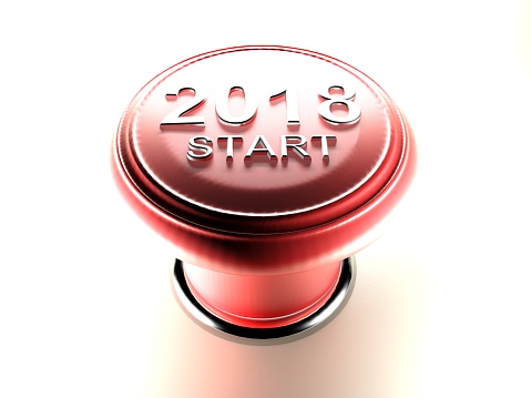 A red pushbutton: press it to start the year 2018