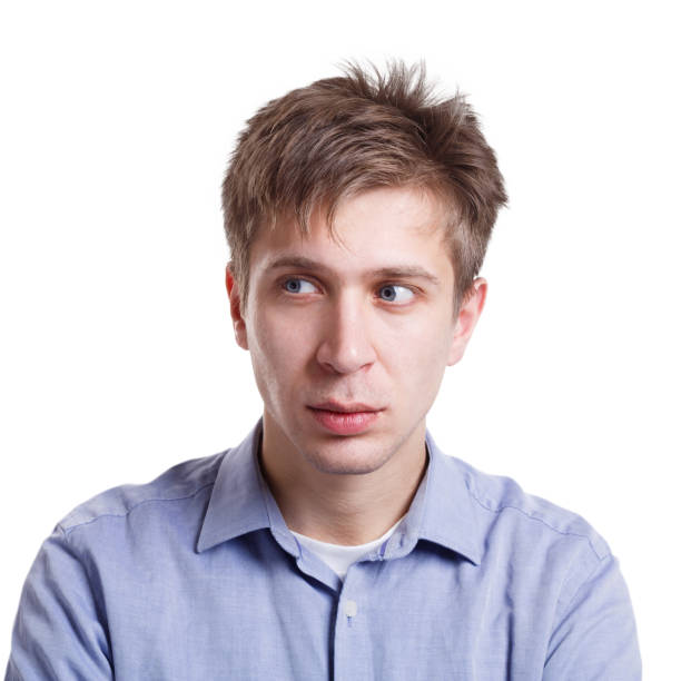 istock Emotions, man face expressing disgust, isolated 843582450