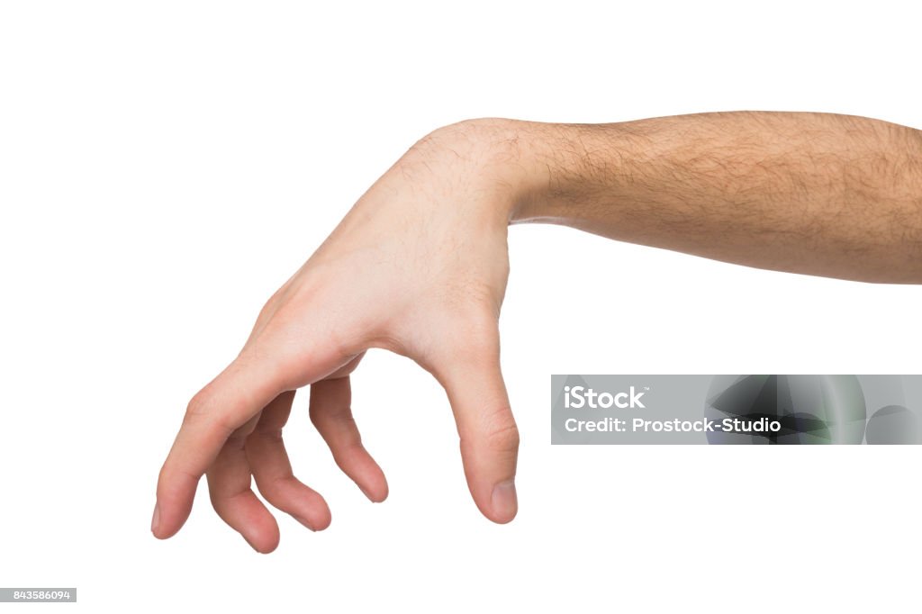 Hand Grab Man Hand Making Gesture While Grab Some Items Isolated On White Stock ...