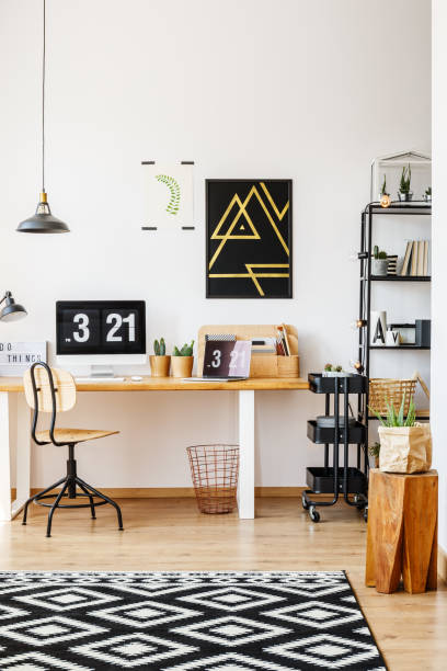 istock Natural decor of scandinavian workspace 843591046