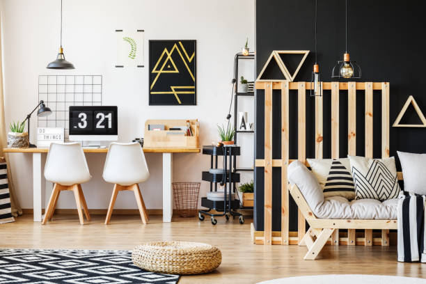 istock Interior with wooden pallet decor 843591066