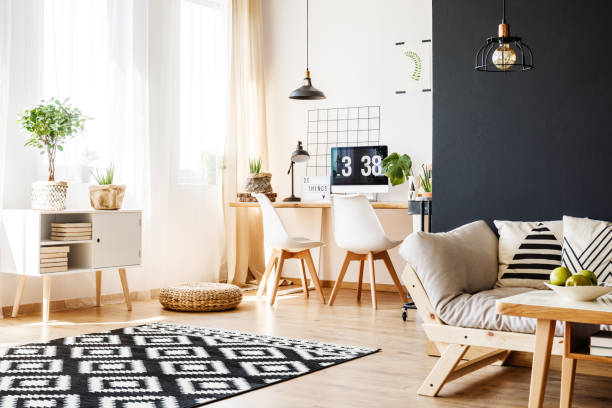 istock Study space with scandinavian furniture 843591088