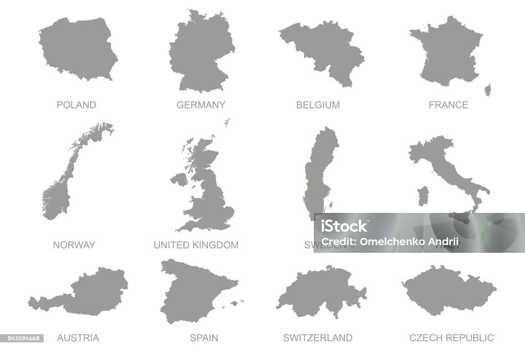 ヨーロッパ地図セット - 地図のロイヤリティフリーベクトルアート