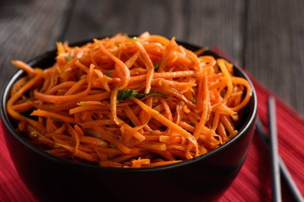 istock Spicy carrot salad, asian korean style. 843594830