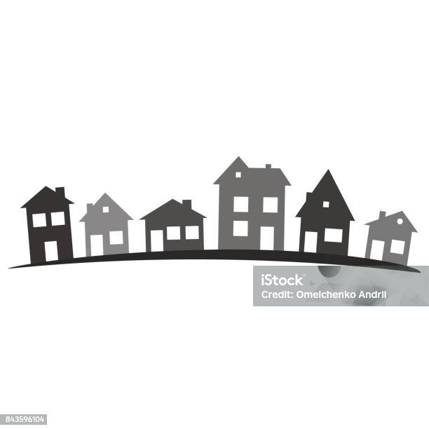 City Houses Stock Illustration - Download Image Now - House, In A Row, Outline