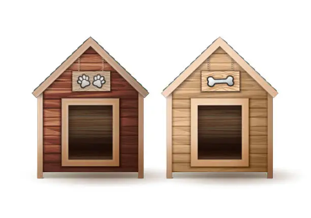 Vector illustration of Wooden dog houses