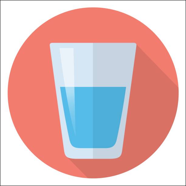 stockillustraties, clipart, cartoons en iconen met glas water plat ontwerp pictogram - glas water