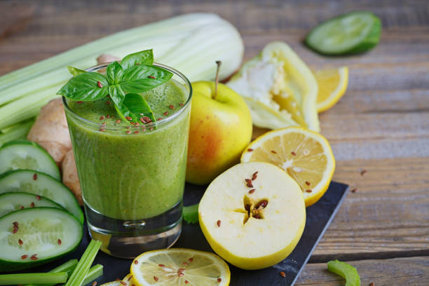istock Fruit and vegetables smoothie. Healthy breakfast. 843612198
