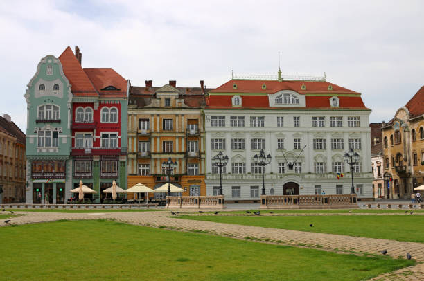 istock Union square with old colorful buildings Timisoara Romania 843619216