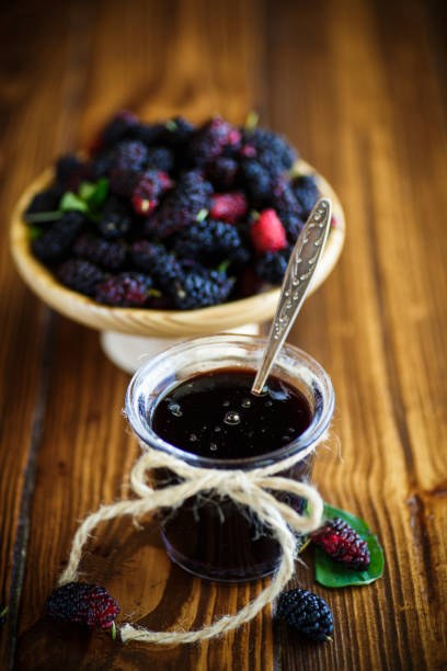 istock Sweet jam of black mulberry 843624668
