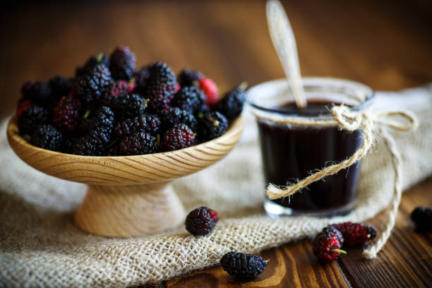 istock Sweet jam of black mulberry 843624804