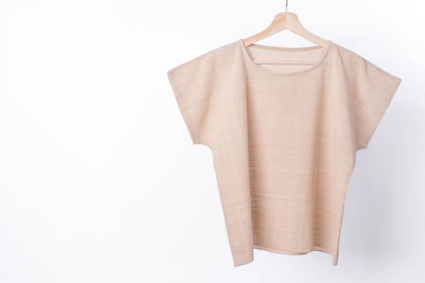 istock cotton beige plain woman blouse on white background 843629218