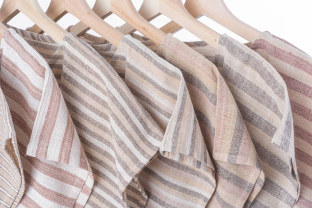 istock cotton brown stripe woman blouse on white background. 843631498
