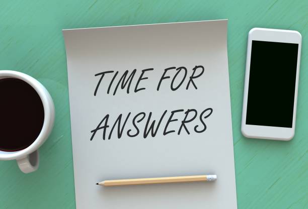 istock Time For Answers, message on paper, smart phone and coffee on table, 3D rendering 843635372