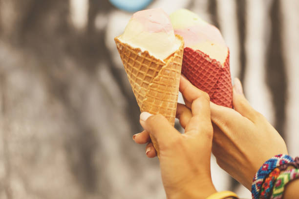 istock Two tasty colorful ice cream cones 843635938