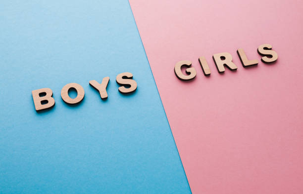 istock Words Boys and Girls on bright backgrounds 843636016