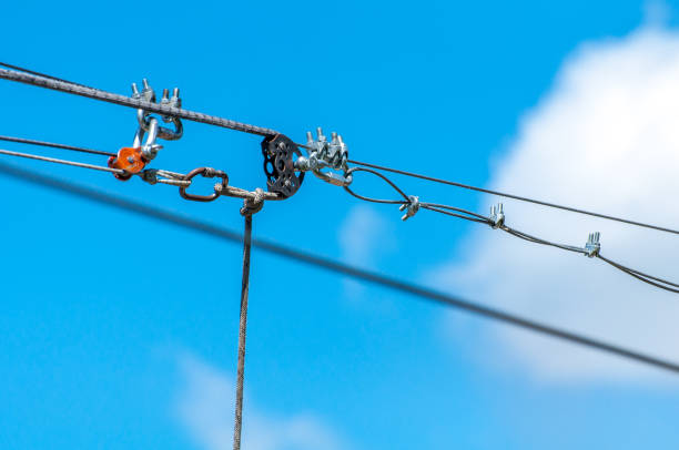 istock Zip line. Equipment for safe trolling on a steel cable. 843642896