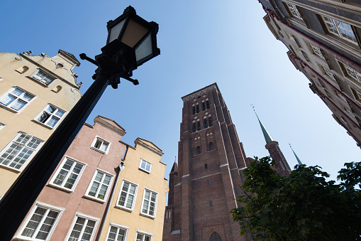 Poland, Gdansk - August 2015. Low angle view of the St. Mary's Church (Mariacka Basilica)