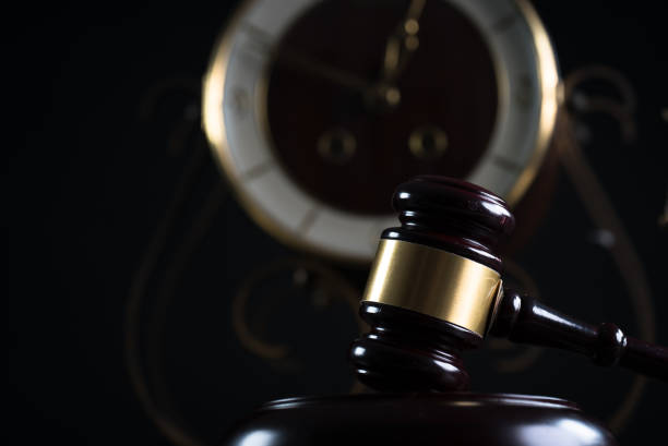 istock Law and Justice symbols on dark background 843649346