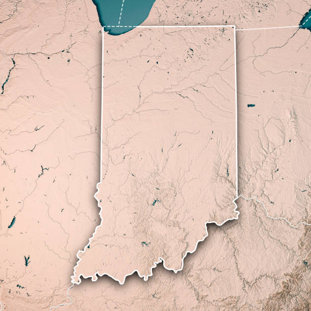 istock Indiana State USA 3D Render Topographic Map Neutral Border 843653144